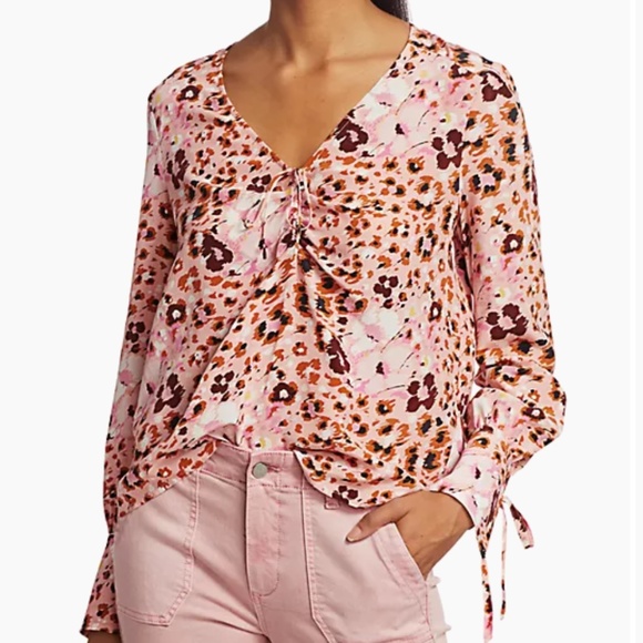 PAIGE Tops - Paige Floral & Leopard Print Silk Top, NWT!